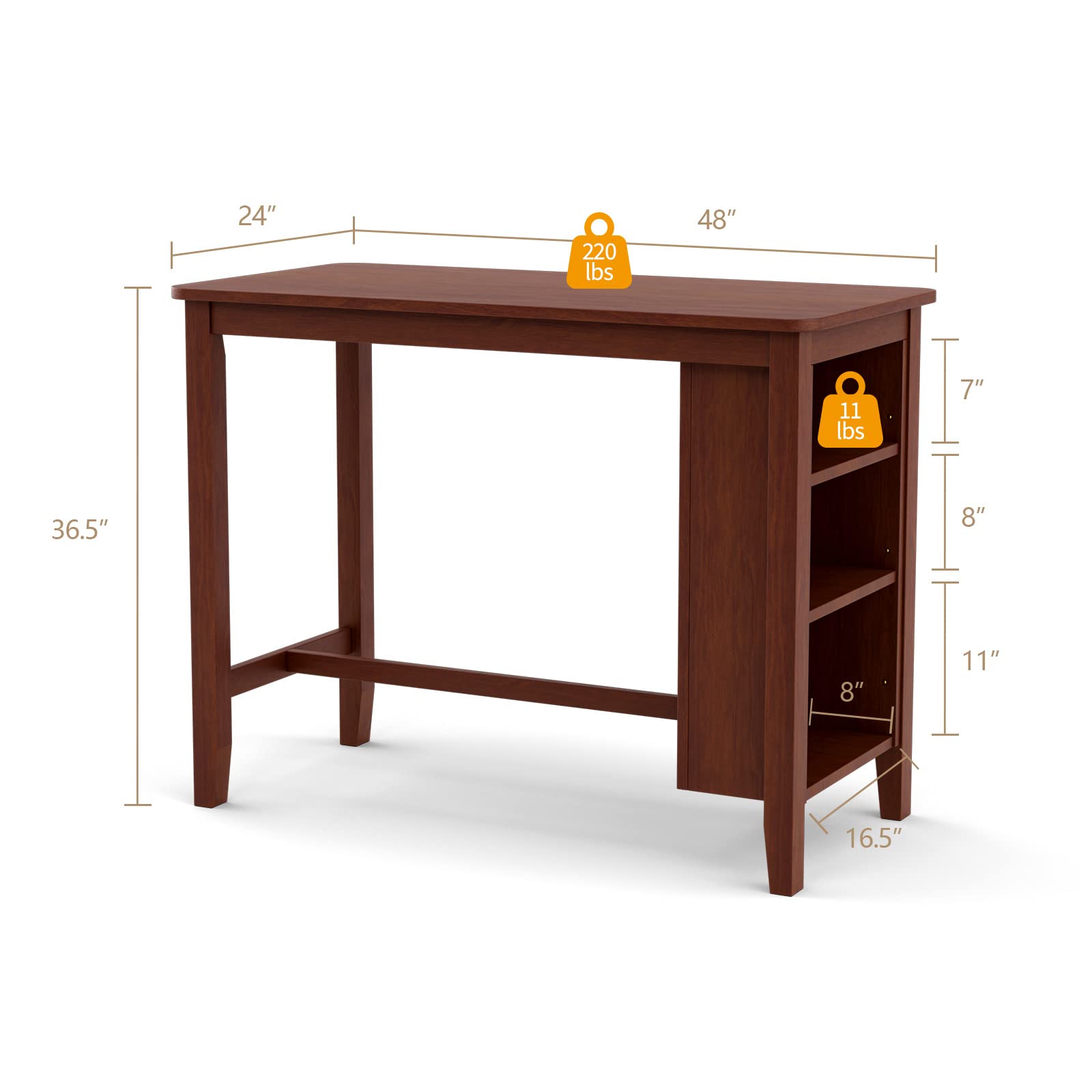 Amazon.com: COSTWAY Counter Height Bar Table, Pub Table with 3